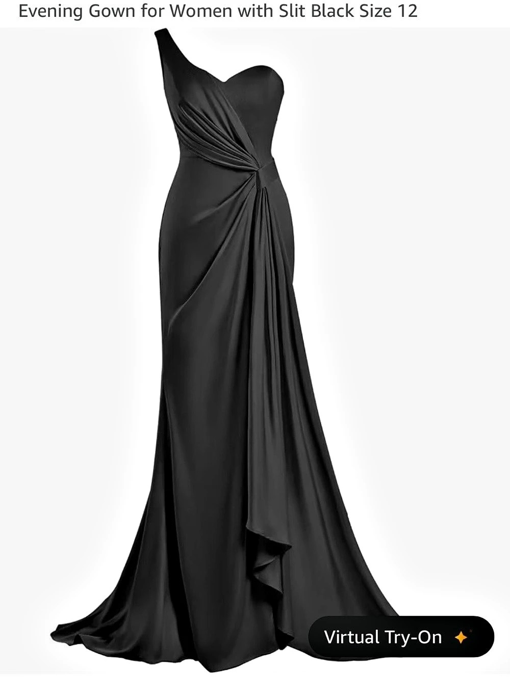 Black Ruched One-Shoulder Maxi Dress Size 12 NWT
